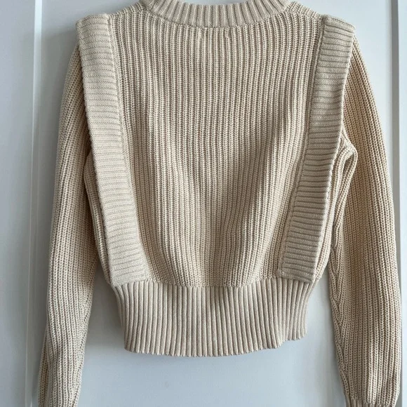 Cream Ribbed Women's Sweater - Picture 1 of 5